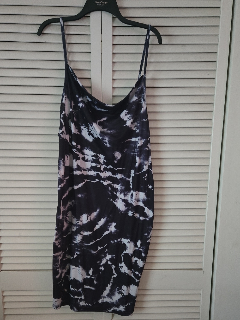 SHEIN Black and White Tie-Dye Mini Slip Dress
